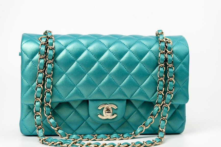 CHANEL Handbag Green 21S Iridescent Green Lambskin Quilted Classic Flap Medium LGHW - Redeluxe