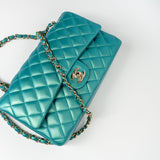 CHANEL Handbag Green 21S Iridescent Green Lambskin Quilted Classic Flap Medium LGHW - Redeluxe