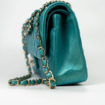CHANEL Handbag Green 21S Iridescent Green Lambskin Quilted Classic Flap Medium LGHW - Redeluxe