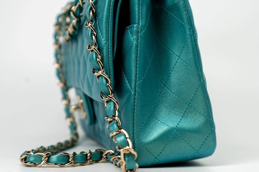 CHANEL Handbag Green 21S Iridescent Green Lambskin Quilted Classic Flap Medium LGHW - Redeluxe