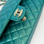 CHANEL Handbag Green 21S Iridescent Green Lambskin Quilted Classic Flap Medium LGHW - Redeluxe