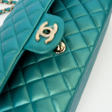 CHANEL Handbag Green 21S Iridescent Green Lambskin Quilted Classic Flap Medium LGHW - Redeluxe