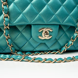 CHANEL Handbag Green 21S Iridescent Green Lambskin Quilted Classic Flap Medium LGHW - Redeluxe