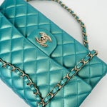 CHANEL Handbag Green 21S Iridescent Green Lambskin Quilted Classic Flap Medium LGHW - Redeluxe