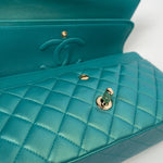 CHANEL Handbag Green 21S Iridescent Green Lambskin Quilted Classic Flap Medium LGHW - Redeluxe
