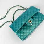 CHANEL Handbag Green 21S Iridescent Green Lambskin Quilted Classic Flap Medium LGHW - Redeluxe
