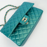 CHANEL Handbag Green 21S Iridescent Green Lambskin Quilted Classic Flap Medium LGHW - Redeluxe