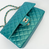 CHANEL Handbag Green 21S Iridescent Green Lambskin Quilted Classic Flap Medium LGHW - Redeluxe
