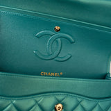 CHANEL Handbag Green 21S Iridescent Green Lambskin Quilted Classic Flap Medium LGHW - Redeluxe