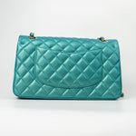 CHANEL Handbag Green 21S Iridescent Green Lambskin Quilted Classic Flap Medium LGHW - Redeluxe
