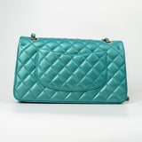CHANEL Handbag Green 21S Iridescent Green Lambskin Quilted Classic Flap Medium LGHW - Redeluxe