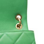 CHANEL Handbag Green Mini Green Lambskin Quilted Entwined Single Flap Antique Gold Hardware - Redeluxe