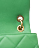 CHANEL Handbag Green Mini Green Lambskin Quilted Entwined Single Flap Antique Gold Hardware - Redeluxe