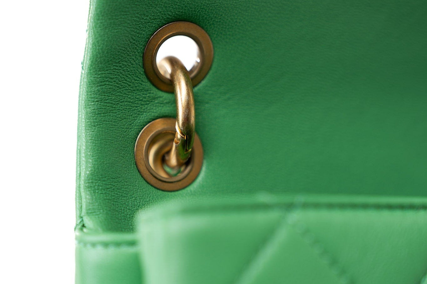 CHANEL Handbag Green Mini Green Lambskin Quilted Entwined Single Flap Antique Gold Hardware - Redeluxe