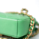CHANEL Handbag Green Mini Green Lambskin Quilted Entwined Single Flap Antique Gold Hardware - Redeluxe