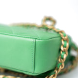 CHANEL Handbag Green Mini Green Lambskin Quilted Entwined Single Flap Antique Gold Hardware - Redeluxe