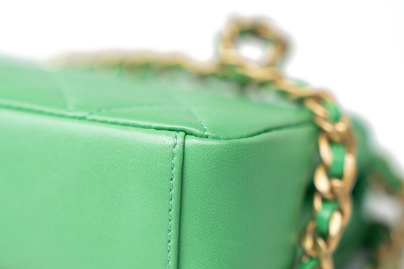 CHANEL Handbag Green Mini Green Lambskin Quilted Entwined Single Flap Antique Gold Hardware - Redeluxe
