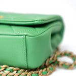 CHANEL Handbag Green Mini Green Lambskin Quilted Entwined Single Flap Antique Gold Hardware - Redeluxe
