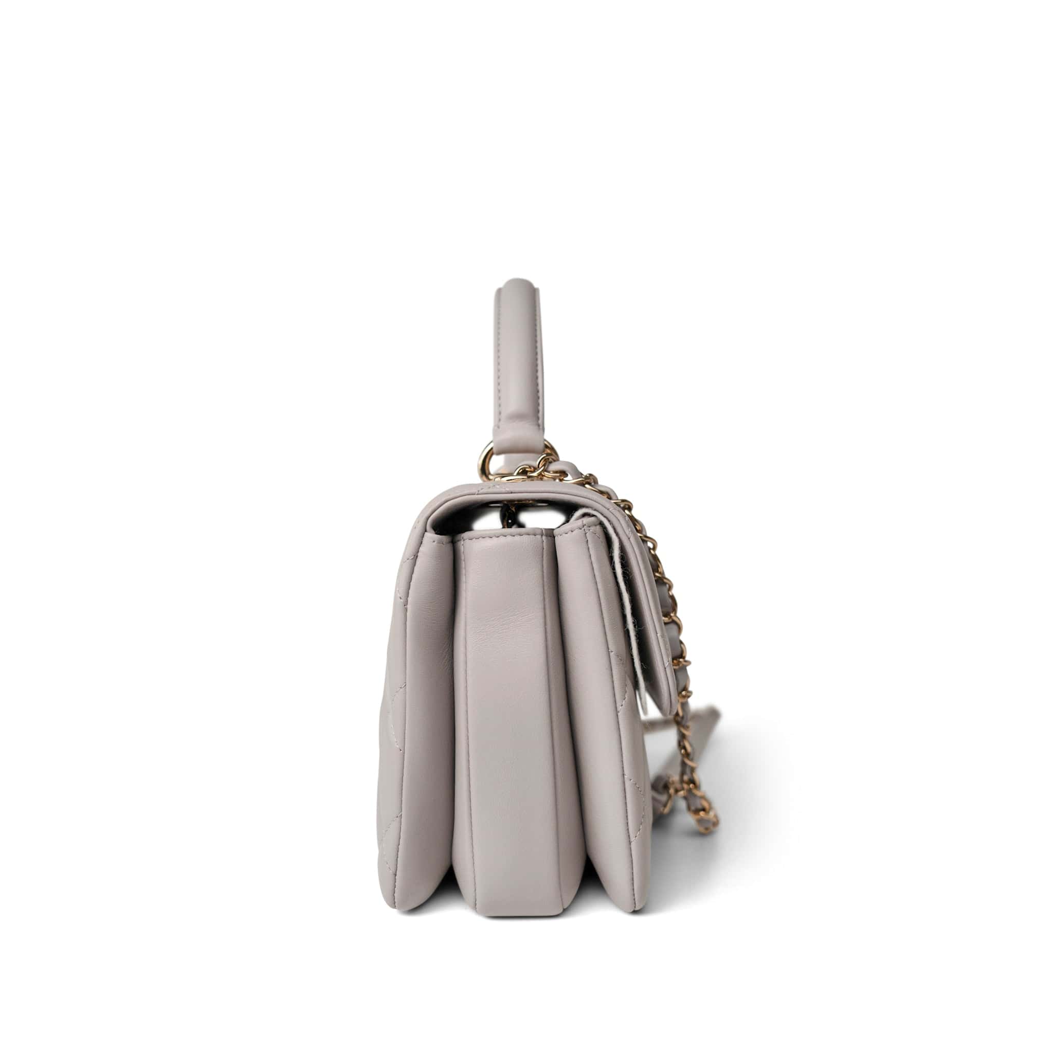 CHANEL Handbag Grey 22B Grey Lambskin Quilted Trendy CC Small Light Gold Hardware - Redeluxe