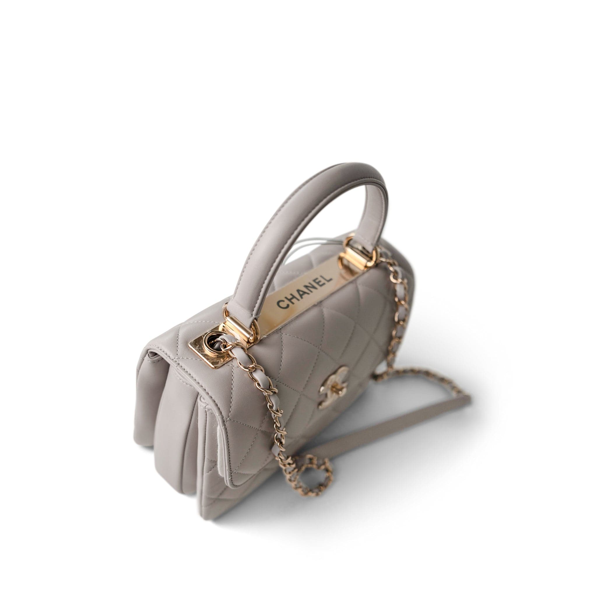 CHANEL Handbag Grey 22B Grey Lambskin Quilted Trendy CC Small Light Gold Hardware - Redeluxe