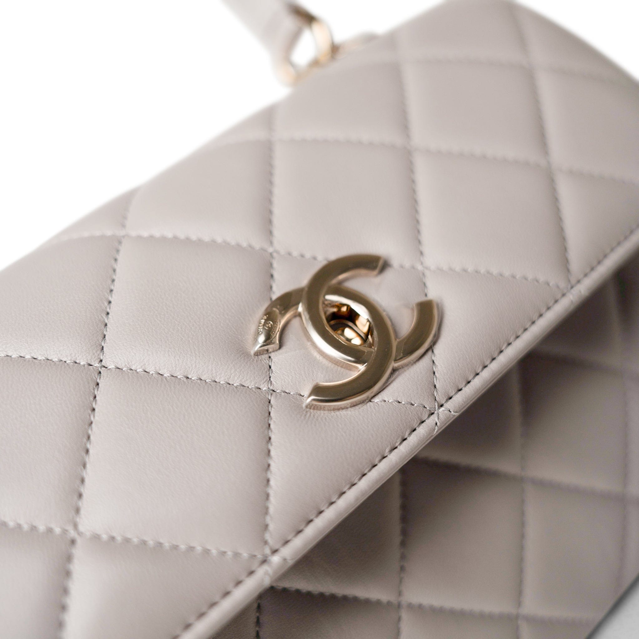 CHANEL Handbag Grey 22B Grey Lambskin Quilted Trendy CC Small Light Gold Hardware - Redeluxe