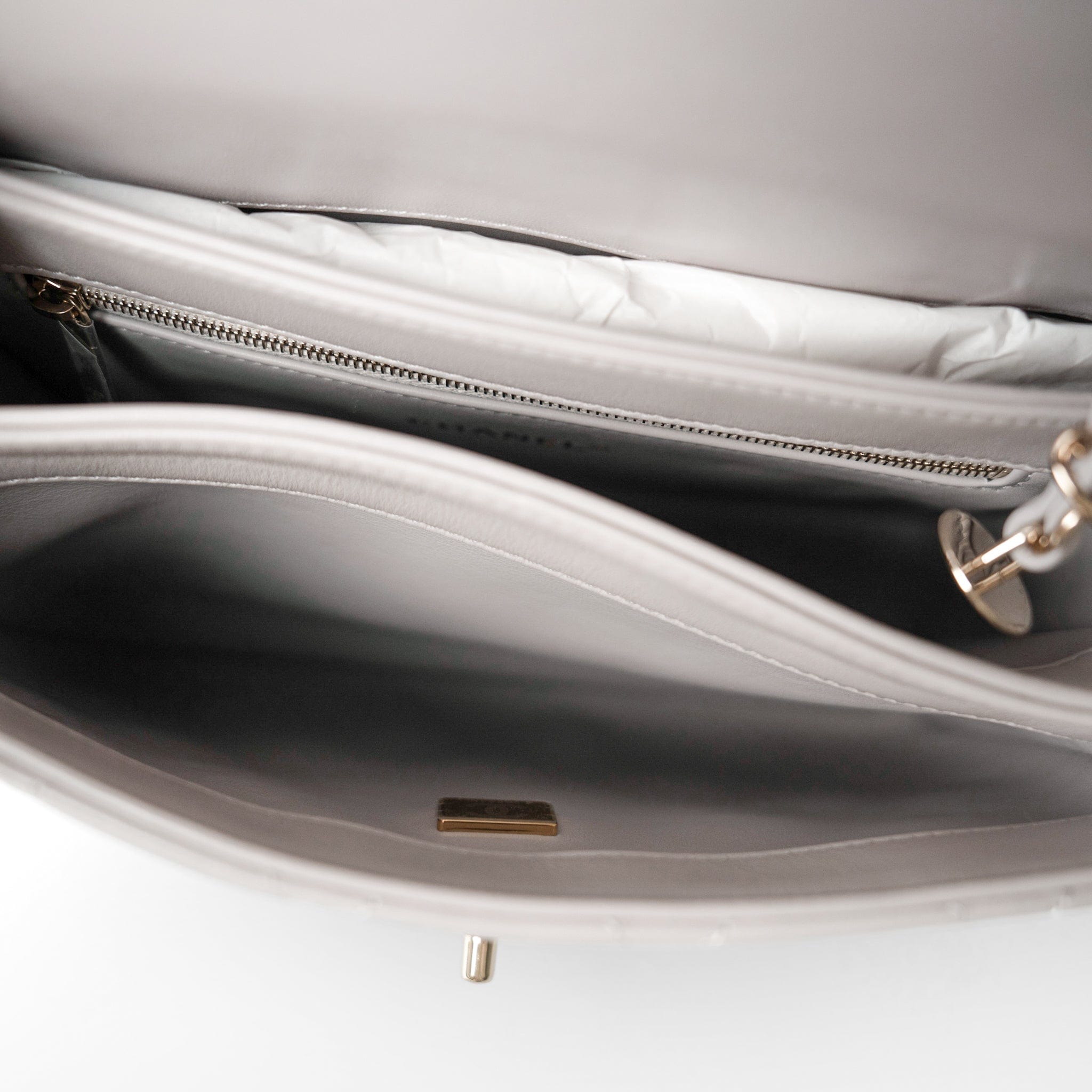 CHANEL Handbag Grey 22B Grey Lambskin Quilted Trendy CC Small Light Gold Hardware - Redeluxe