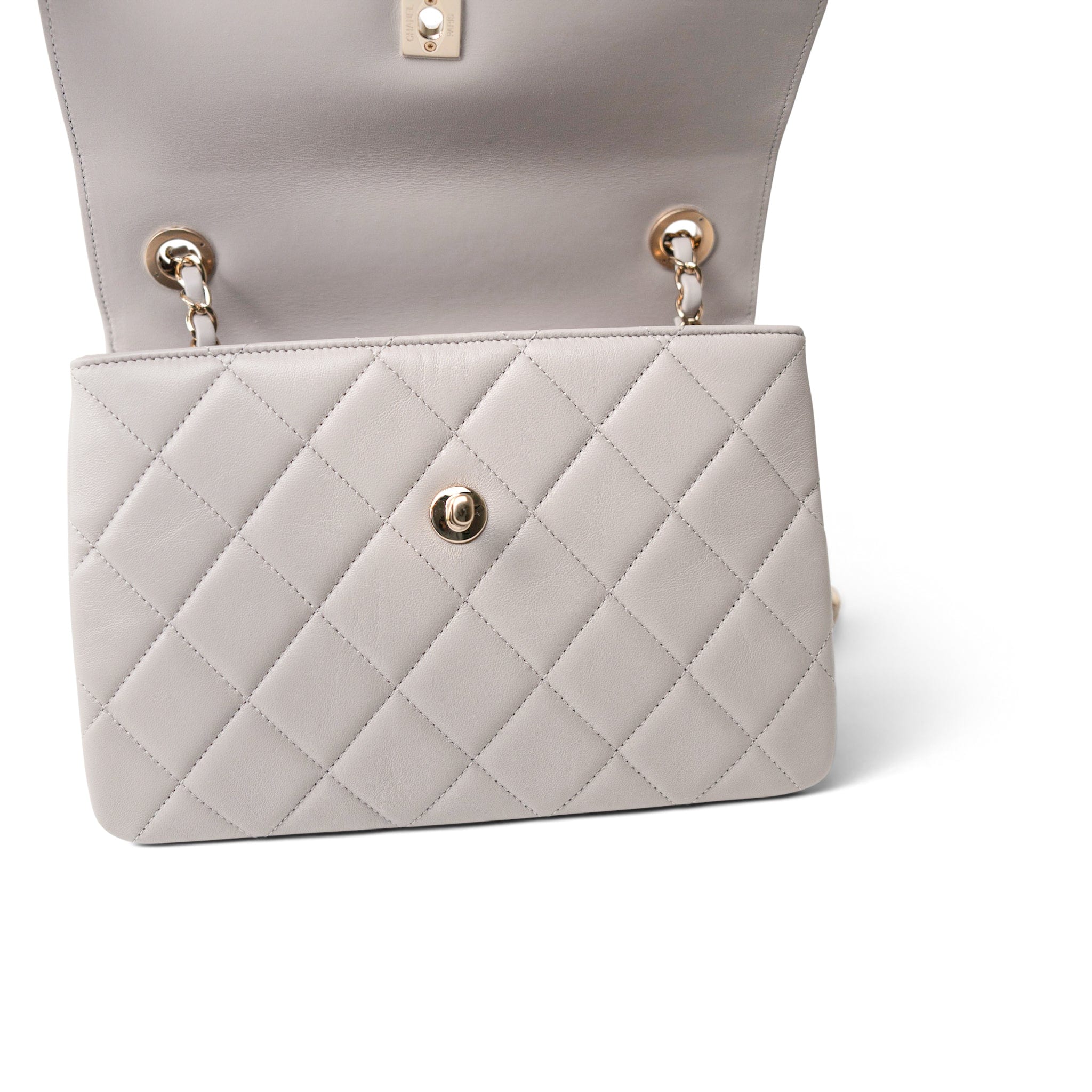 CHANEL Handbag Grey 22B Grey Lambskin Quilted Trendy CC Small Light Gold Hardware - Redeluxe
