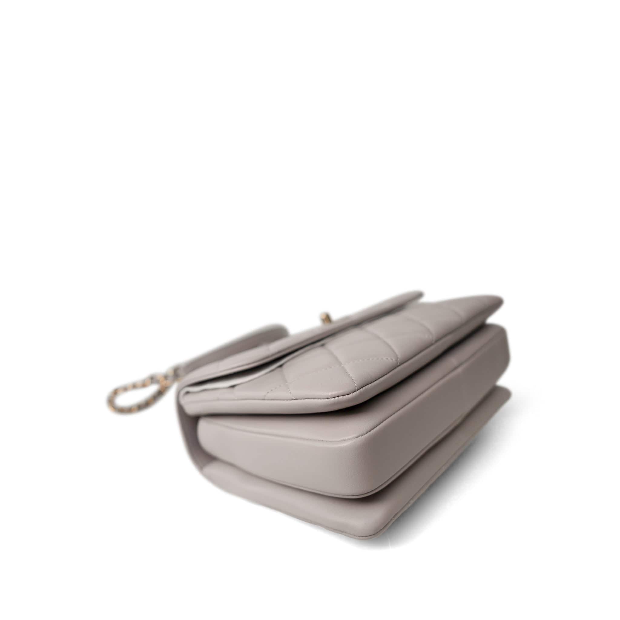 CHANEL Handbag Grey 22B Grey Lambskin Quilted Trendy CC Small Light Gold Hardware - Redeluxe