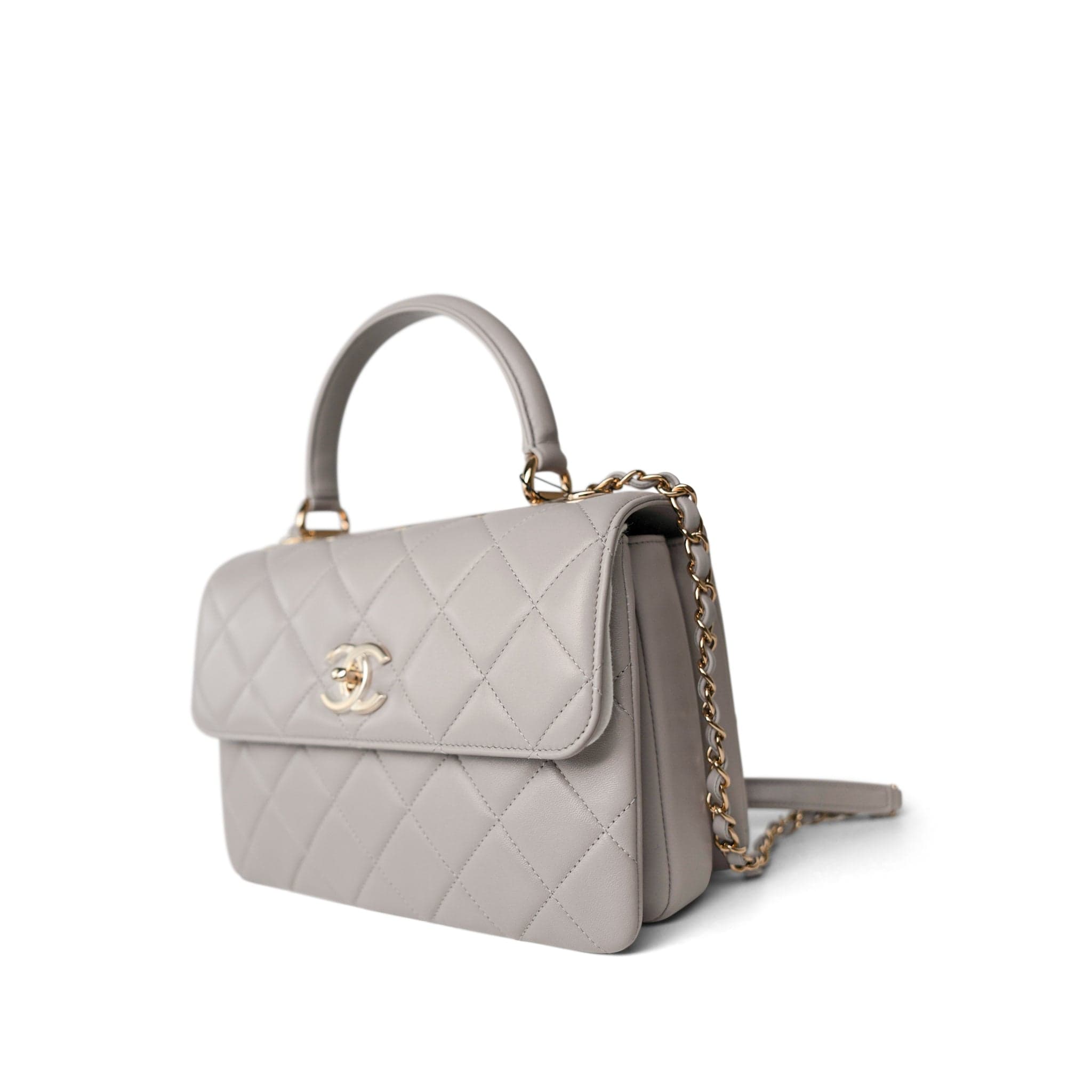 CHANEL Handbag Grey 22B Grey Lambskin Quilted Trendy CC Small Light Gold Hardware - Redeluxe