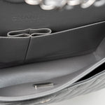 CHANEL Handbag Grey 23P Metallic Silver Lambskin Quilted Classic Flap Medium SHW Edge Stitching - Redeluxe