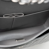 CHANEL Handbag Grey 23P Metallic Silver Lambskin Quilted Classic Flap Medium SHW Edge Stitching - Redeluxe