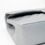 CHANEL Handbag Grey 23P Metallic Silver Lambskin Quilted Classic Flap Medium SHW Edge Stitching - Redeluxe