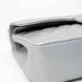 CHANEL Handbag Grey 23P Metallic Silver Lambskin Quilted Classic Flap Medium SHW Edge Stitching - Redeluxe