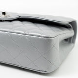 CHANEL Handbag Grey 23P Metallic Silver Lambskin Quilted Classic Flap Medium SHW Edge Stitching - Redeluxe