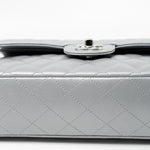 CHANEL Handbag Grey 23P Metallic Silver Lambskin Quilted Classic Flap Medium SHW Edge Stitching - Redeluxe
