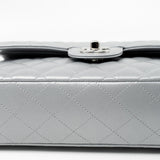 CHANEL Handbag Grey 23P Metallic Silver Lambskin Quilted Classic Flap Medium SHW Edge Stitching - Redeluxe