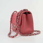 CHANEL Handbag Mini Square Pink Lambskin Quilted Flap SHW - Redeluxe