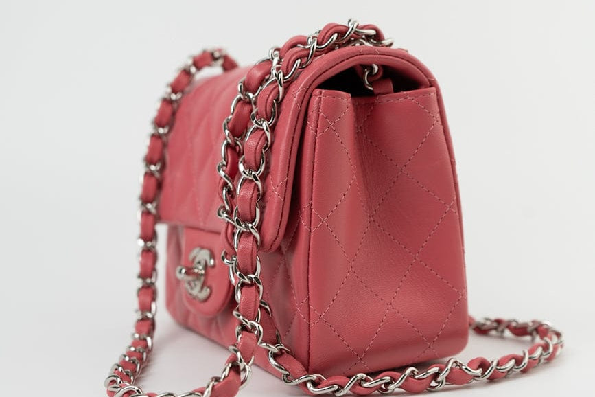 CHANEL Handbag Mini Square Pink Lambskin Quilted Flap SHW - Redeluxe
