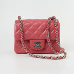 CHANEL Handbag Mini Square Pink Lambskin Quilted Flap SHW - Redeluxe