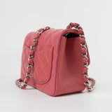 CHANEL Handbag Mini Square Pink Lambskin Quilted Flap SHW - Redeluxe