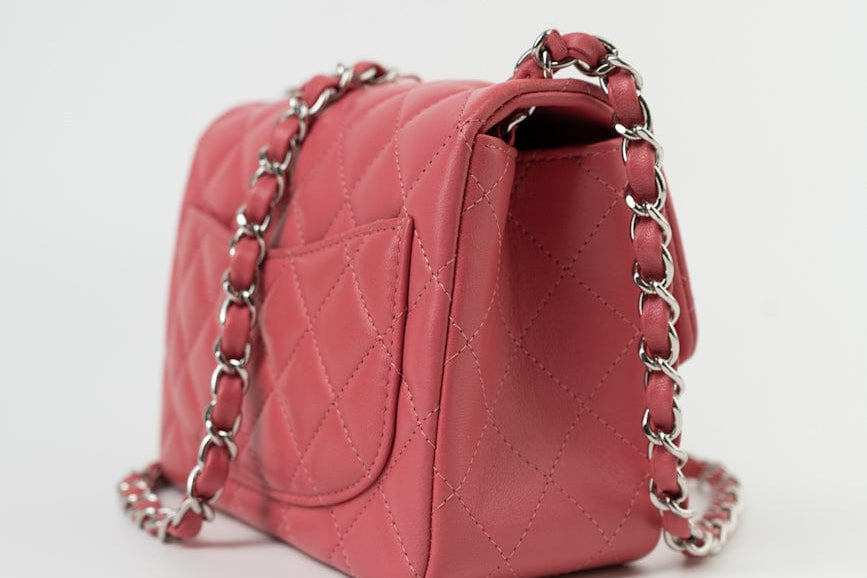 CHANEL Handbag Mini Square Pink Lambskin Quilted Flap SHW - Redeluxe