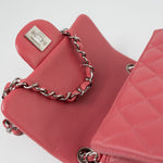 CHANEL Handbag Mini Square Pink Lambskin Quilted Flap SHW - Redeluxe