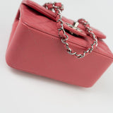 CHANEL Handbag Mini Square Pink Lambskin Quilted Flap SHW - Redeluxe
