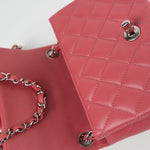 CHANEL Handbag Mini Square Pink Lambskin Quilted Flap SHW - Redeluxe