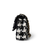 CHANEL Handbag Multicolor 20s Black White Houndstooth Tweed Quilted Classic Flap Medium Light Gold Hardware - Redeluxe