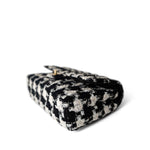 CHANEL Handbag Multicolor 20s Black White Houndstooth Tweed Quilted Classic Flap Medium Light Gold Hardware - Redeluxe