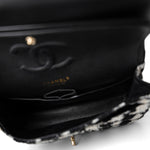 CHANEL Handbag Multicolor 20s Black White Houndstooth Tweed Quilted Classic Flap Medium Light Gold Hardware - Redeluxe