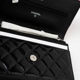 CHANEL Handbag Patent Quilted Pink Black Bi-Color Wallet On Chain WOC - Redeluxe