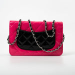 CHANEL Handbag Patent Quilted Pink Black Bi-Color Wallet On Chain WOC - Redeluxe