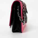 CHANEL Handbag Patent Quilted Pink Black Bi-Color Wallet On Chain WOC - Redeluxe